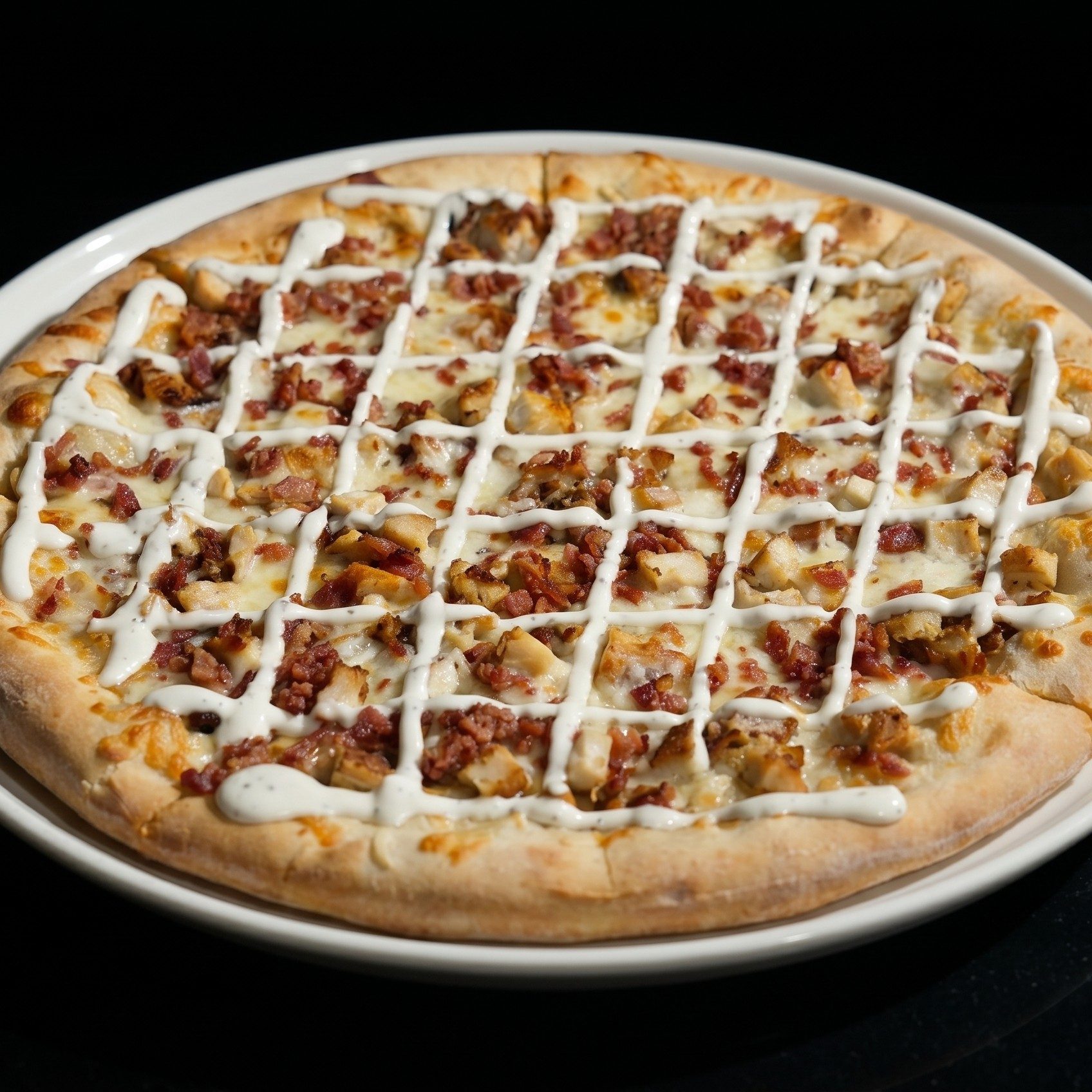 Crispy Chicken Bacon Ranch Pizza.