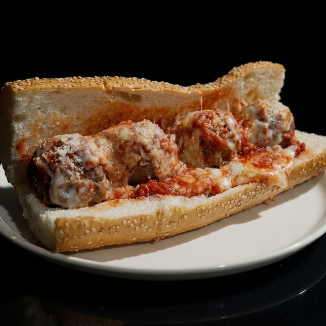 HALF Meatball Parmesan Hero.