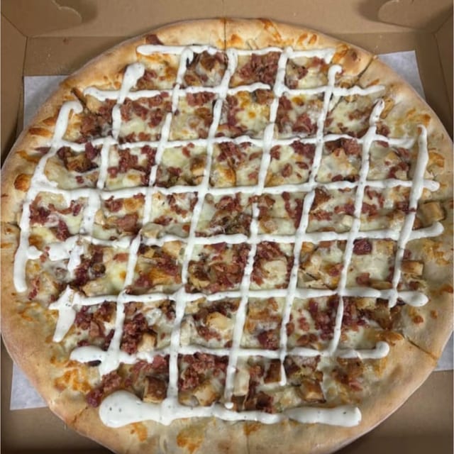 Crispy Chicken Bacon Ranch Pizza.
